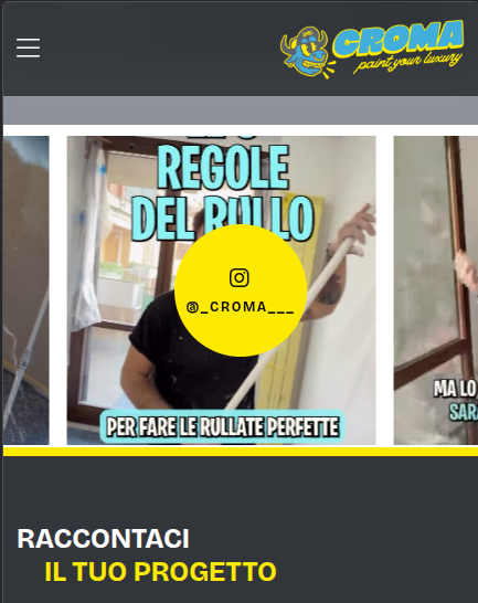 La sezione con i video Instagram e i contatti sul sito di Croma