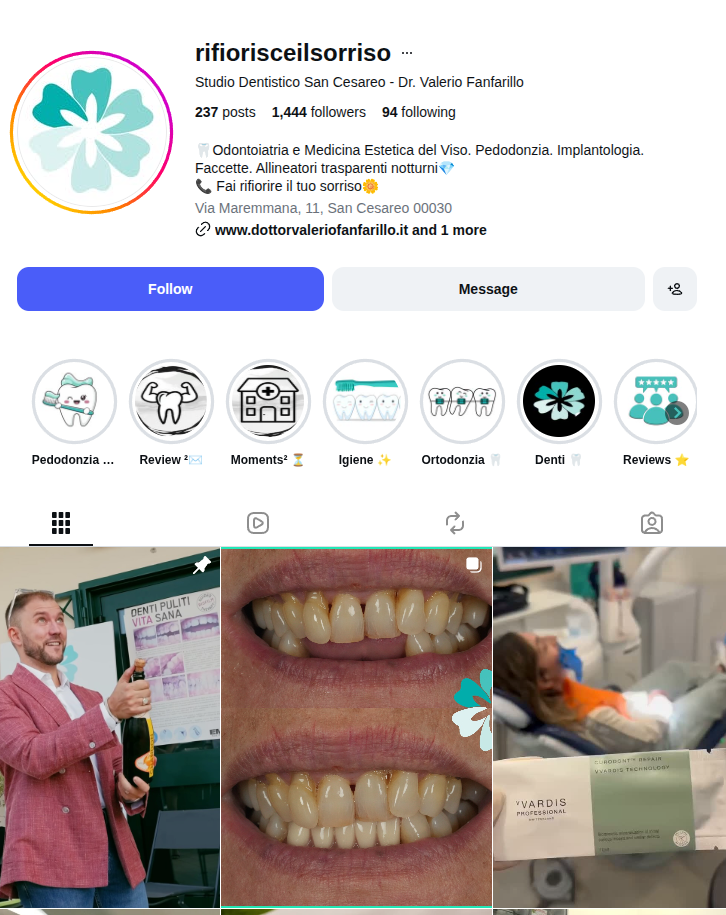 Il profilo Instagram dello studio, con i post pubblicati