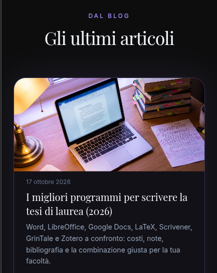 Il blog di GrinTale, con l'ultimo articolo pubblicato