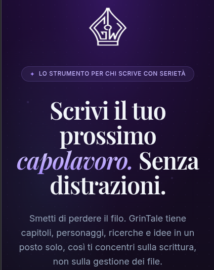 La home di GrinTale aperta sul telefono