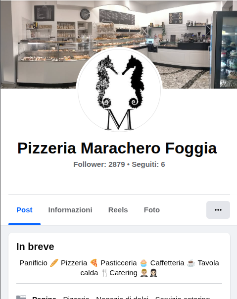 La pagina Facebook di Pizzeria Marachero Foggia